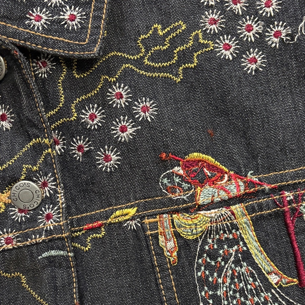 Chicos Floral Patterned Denim Jacket - image 4